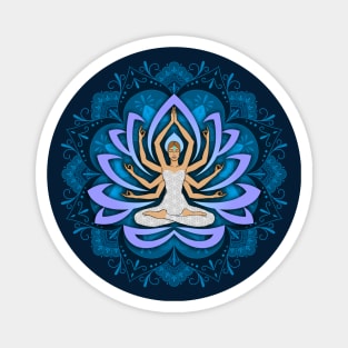 Blue Mandala Woman with Lotus Arms Magnet